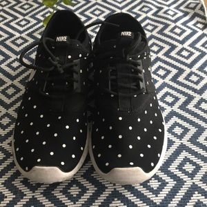 Black and white polka dot Nike shoes